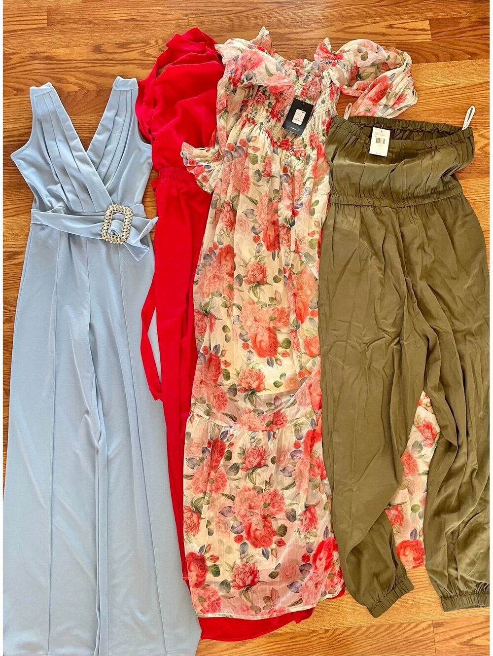 Fashion Nova floral romantic dress and jumpsuits. Size small NWT